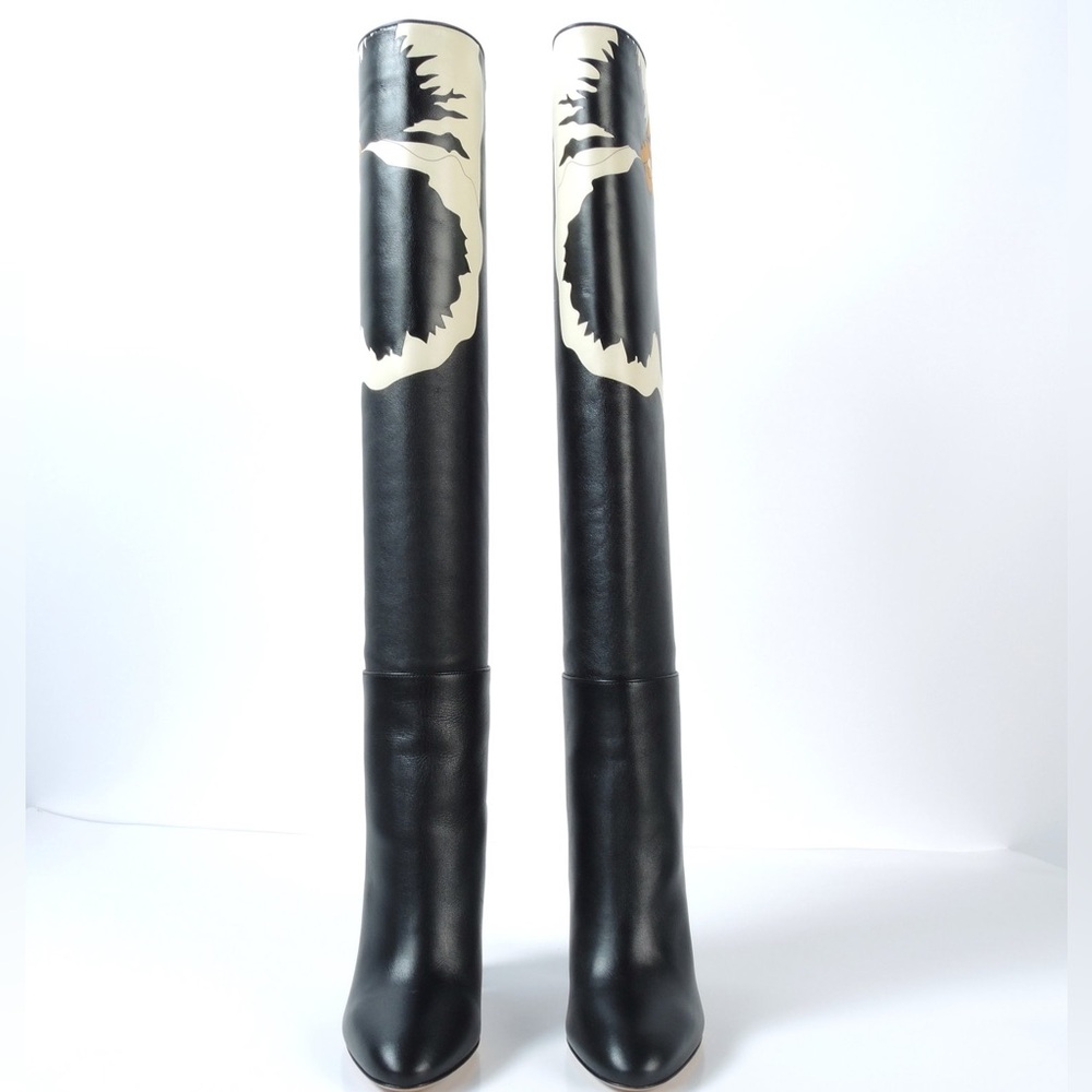 VALENTINO GARAVANI Pansy Bloom Leather Knee Boots never worn PRICED TO SELL - Picture 8 of 10
